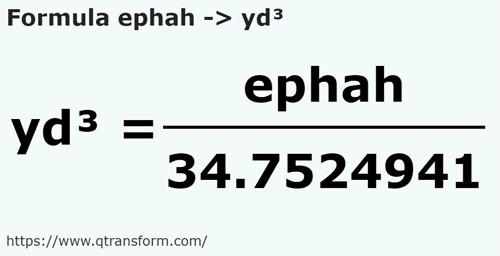 formula Ефа в кубический ярд - ephah в yd³