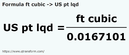 keplet Köbláb ba USA pint - ft cubic ba US pt lqd