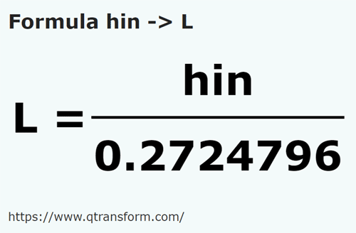 formula Hin kepada Liter - hin kepada L
