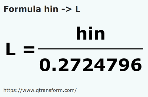 formule Hins en Litres - hin en L