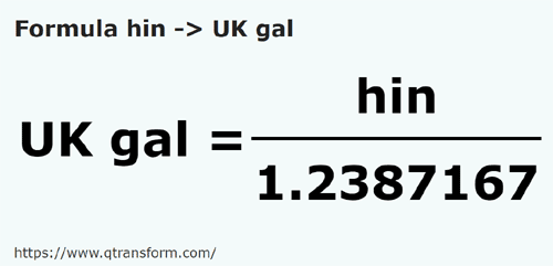 formula Гин в Галлоны (Великобритания) - hin в UK gal
