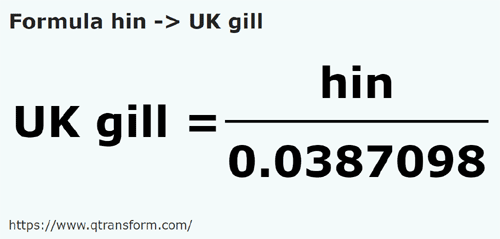 formule Hin naar Imperiale gills - hin naar UK gill