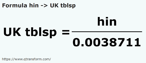 formula Hini in Cucchiai inglesi - hin in UK tblsp