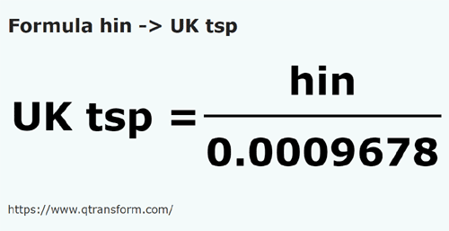 formula Гин в Чайные ложки (Великобритания) - hin в UK tsp