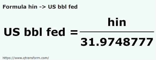 formule Hin naar Amerikaanse vaten (federaal) - hin naar US bbl fed