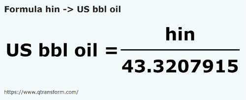 formula Hini in Barili di petrolio - hin in US bbl oil