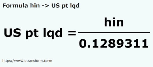 formule Hin naar Amerikaanse vloeistoffen pinten - hin naar US pt lqd