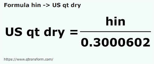 formula Him em Quartos estadunidense seco - hin em US qt dry