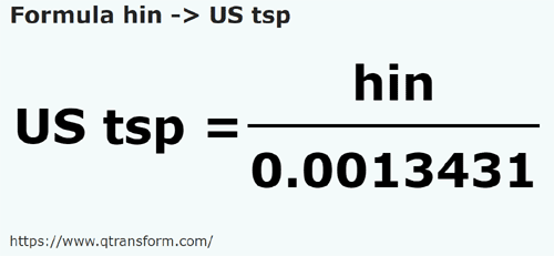 formula Гин в Чайные ложки (США) - hin в US tsp