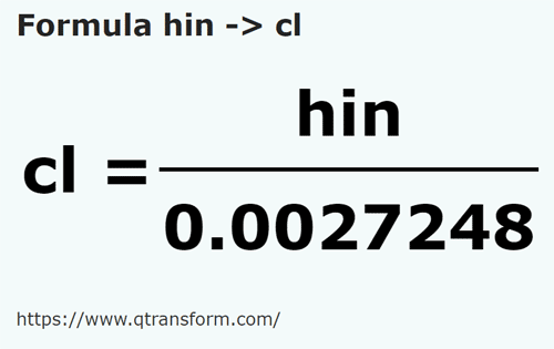 formula Hini in Centilitri - hin in cl