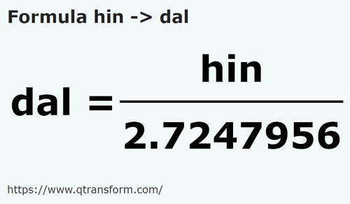 formula Hin na Dekalitr - hin na dal