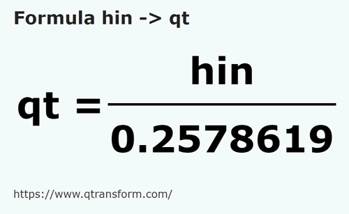 formula Hins to US quarts (liquid) - hin to qt