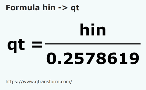 formula Hin kepada Kuart (cecair) US - hin kepada qt