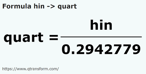 formula Hins to Quarts - hin to quart