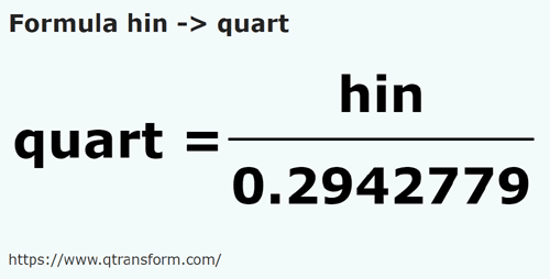 formulu Hin ila Ölçek - hin ila quart