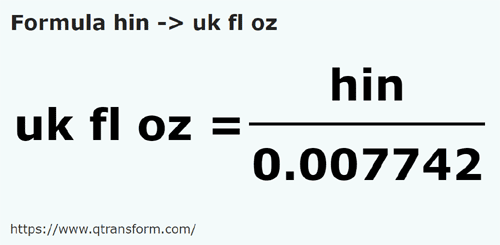 formula Гин в Британская жидкая унция - hin в uk fl oz