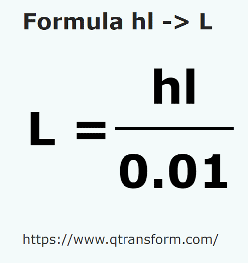 formula Hectolitri in Litri - hl in L