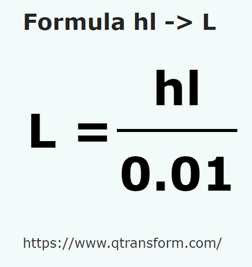 formulu Hektolitre ila Litre - hl ila L