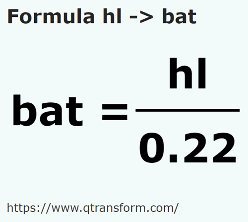 formula Hectolitri in Bati - hl in bat