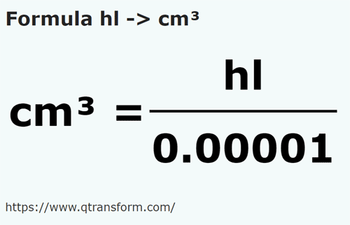 formula Hectolitros em Centímetros cúbicos - hl em cm³