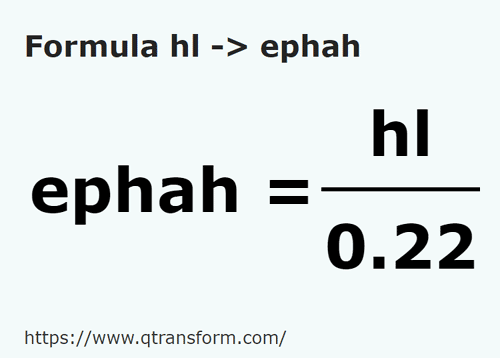 formula Hectolitri in Efe - hl in ephah