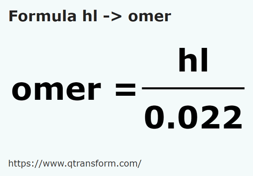 formula Hectolitri in Omeri - hl in omer