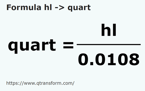 formula гектолитр в Хиникс - hl в quart