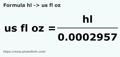 formula Hectolitri in Oncia fluida USA - hl in us fl oz