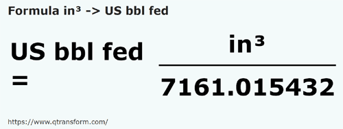 formula Cubic inches to US Barrels (Federal) - in³ to US bbl fed