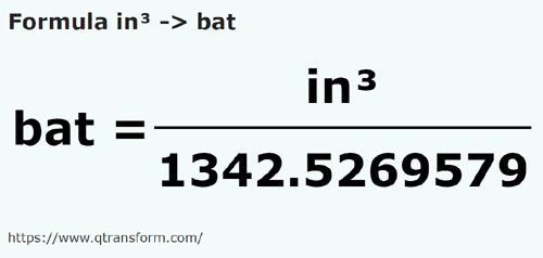 formulu Inç küp ila Bat - in³ ila bat