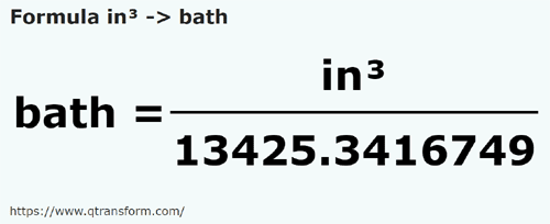 formula Pulgada cúbicas a Homeres - in³ a bath