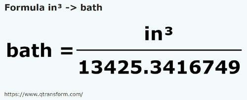 formula кубический дюйм в Хомер - in³ в bath