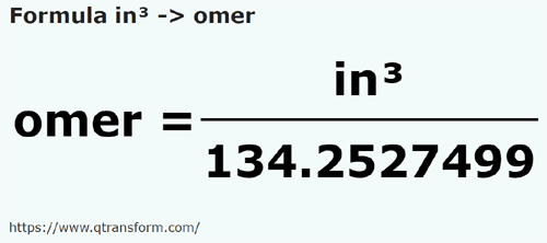 formula Polegadas cúbica em Gomors - in³ em omer