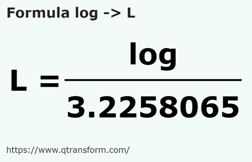 formulu Log ila Litre - log ila L