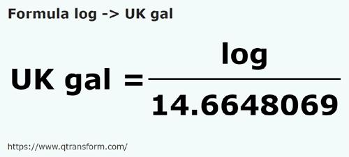 formula Лог в Галлоны (Великобритания) - log в UK gal
