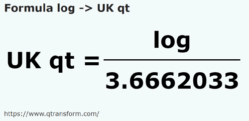 formula Лог в Британская кварта - log в UK qt