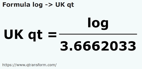 formule Logs en Quarts de gallon britannique - log en UK qt