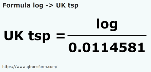 formula Logues em Colheres de chá britânicas - log em UK tsp
