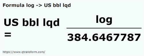 formula Лог в Баррели США (жидкости) - log в US bbl lqd