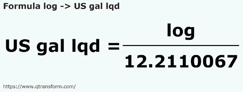formula Logs to US gallons (liquid) - log to US gal lqd