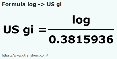 umrechnungsformel Log in Gills americane - log in US gi