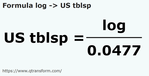 formula Log kepada Camca besar US - log kepada US tblsp