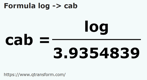 formula Logs to Cabs - log to cab