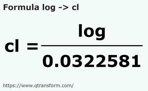formula Log kepada Sentiliter - log kepada cl