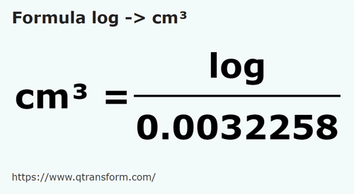 formula Logs to Cubic centimeters - log to cm³