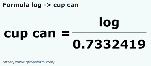 umrechnungsformel Log in Kanadische cups - log in cup can