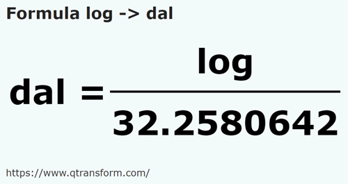 formule Logs en Décalitres - log en dal
