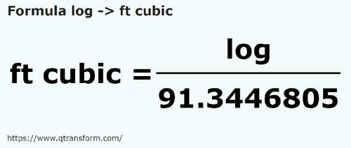 umrechnungsformel Log in Würfelfuße - log in ft cubic