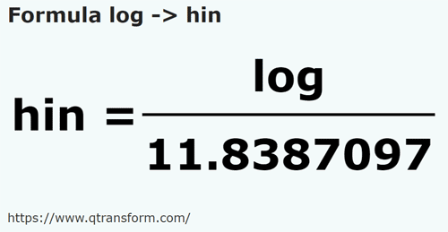 formula Log kepada Hin - log kepada hin