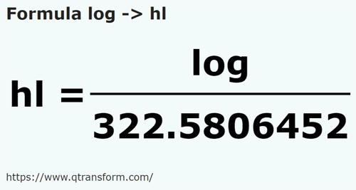 formula Log kepada Hektoliter - log kepada hl